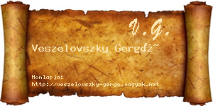 Veszelovszky Gergő névjegykártya